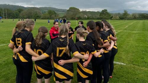 A photo of our Under 14 Girls' Rugby Team, participating in a ‘7s Festival’ at St. David’s College, May 2024