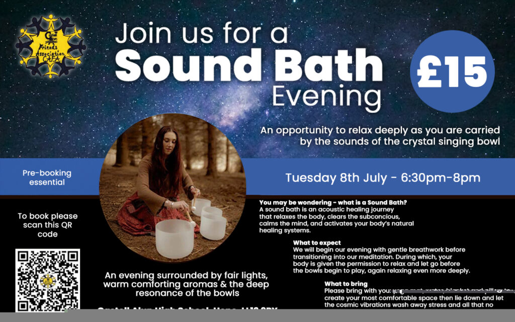 A promotional image for CAFA's Sound Bath event