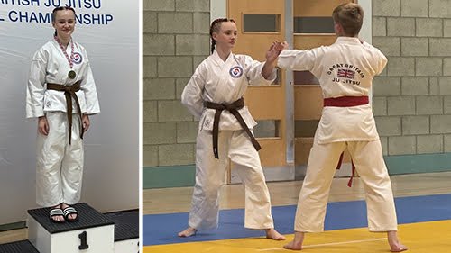 A pair of photos of a Year 9 student at the British Ju Jitsu Championship 2024