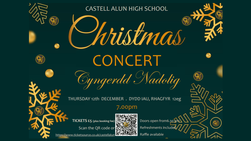 The promotional image for our Castell Alun Christmas Concert 2024