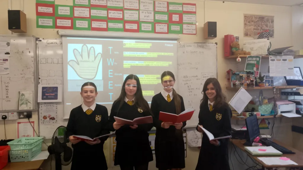 A photograph of students involved in the Cynefin theme in their Cymraeg lesson, circa December 2024.