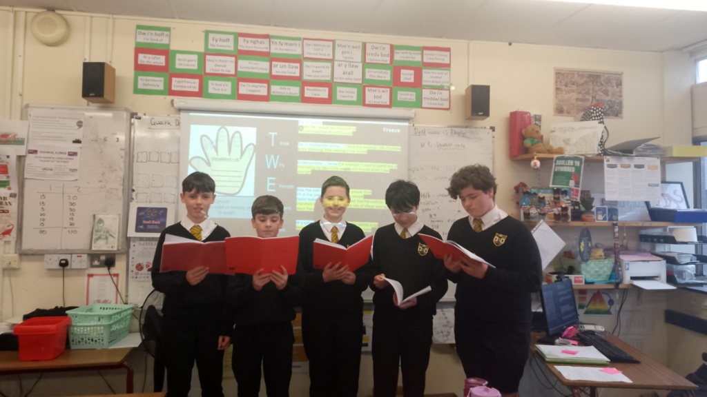 A photograph of students involved in the Cynefin theme in their Cymraeg lesson, circa December 2024.