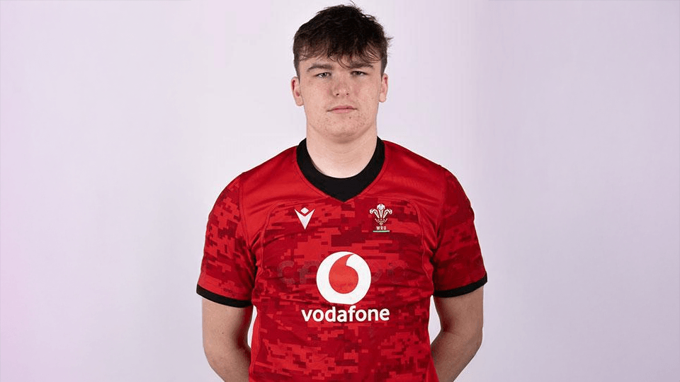 A photograph of Year 13 student, Thomas, who was picked to represent the Wales U20 Development Team, circa December 2024.