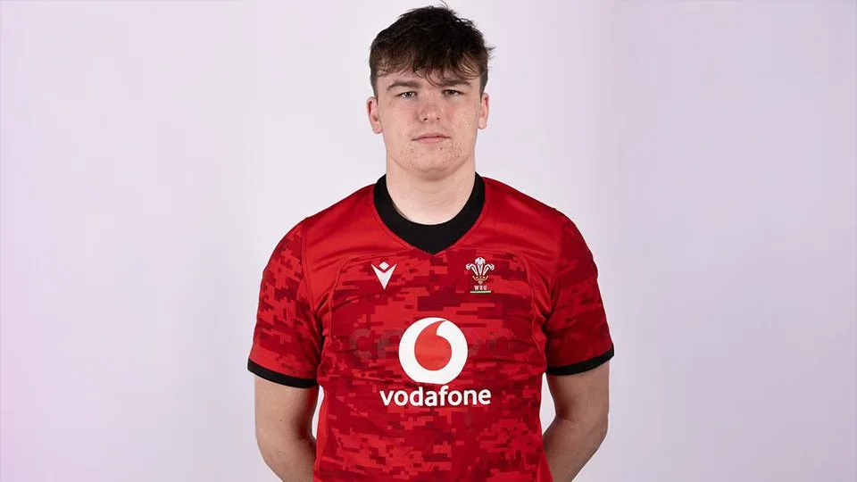 A photograph of Year 13 student, Thomas, who was picked to represent the Wales U20 Development Team, circa December 2024.