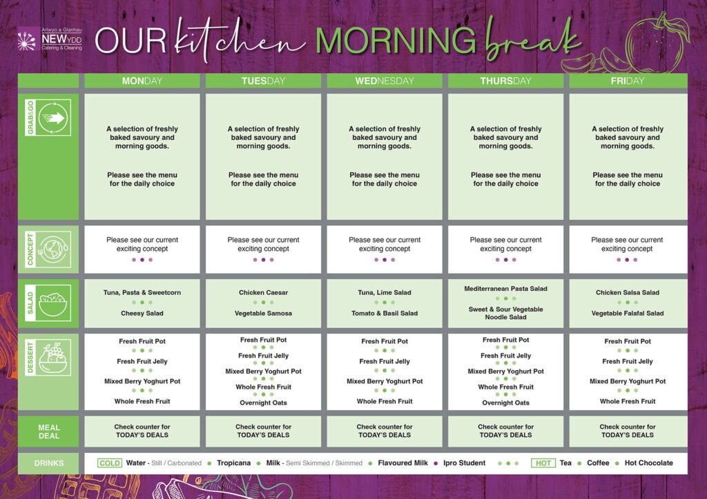 Our Canteen Menu for Morning Break