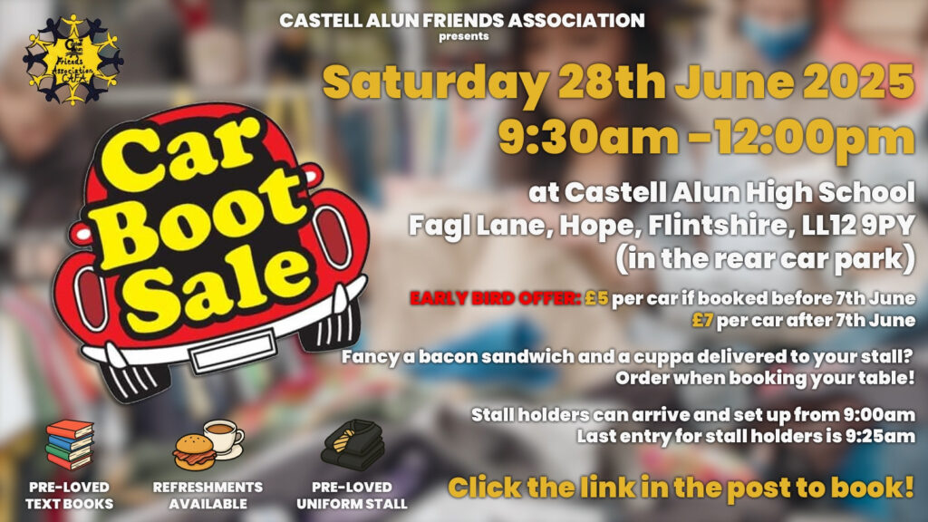 A promotional image for the CAFA Car Boot Sale (Summer 2025)