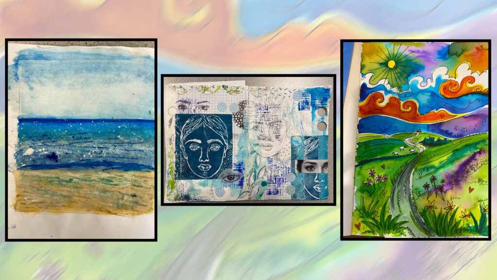 A photo collage of some examples of students art work, circa May 2025