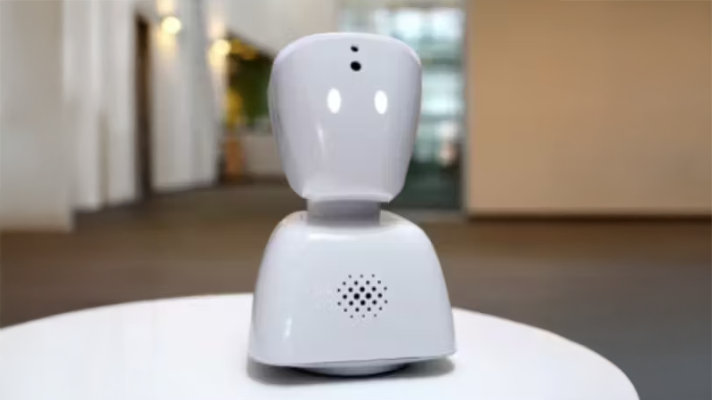 A photograph of an AV1 Robot similar to the type the school has been trialling with students, circa May 2025