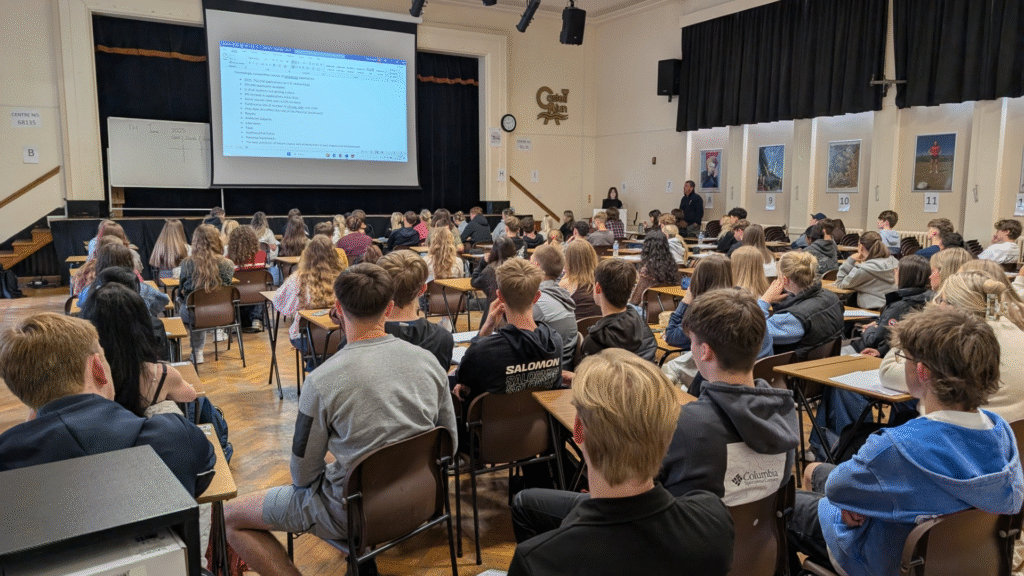A photograph students attending a University Session led by Mr Kevin Davies, circa June 2025