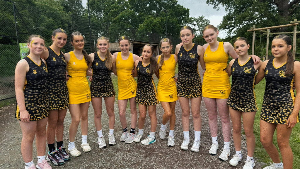 A photograph of our Year 8 Netball squad at the Condover Hall netball competition, circa June 2025
