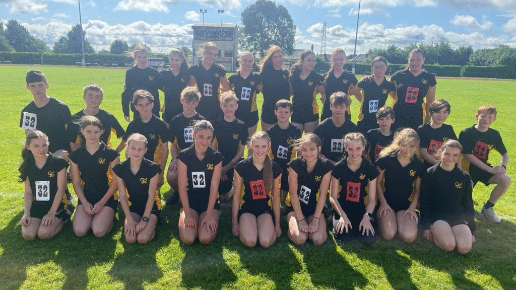 A photograph of our Junior Boys, Junior Girls, and Middle Girls who represented Flintshire Schools, circa June 2025