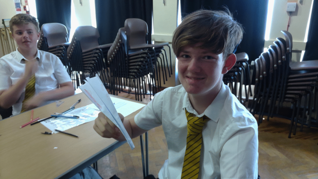 A photograph of students working during the Airbus STEM Workshop, circa July 2025