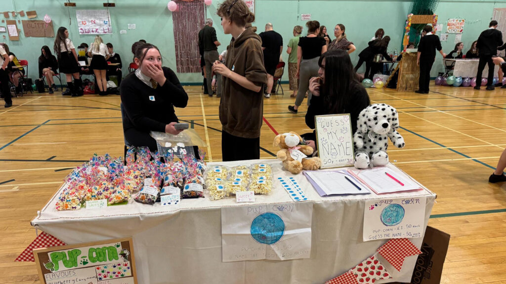 A photograph of the Year 9 Welsh Baccalaureate Summer Fair, circa July 2025