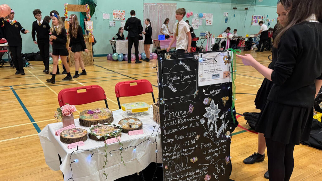 A photograph of the Year 9 Welsh Baccalaureate Summer Fair, circa July 2025
