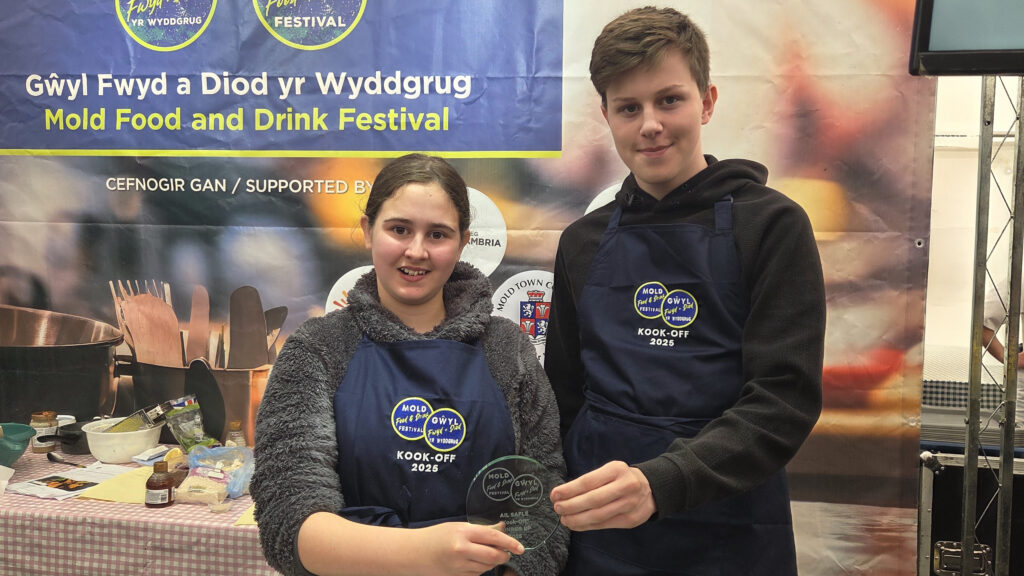 A photograph of Castell Alun students participating at the Mold Food and Drink Festival, circa September 2025