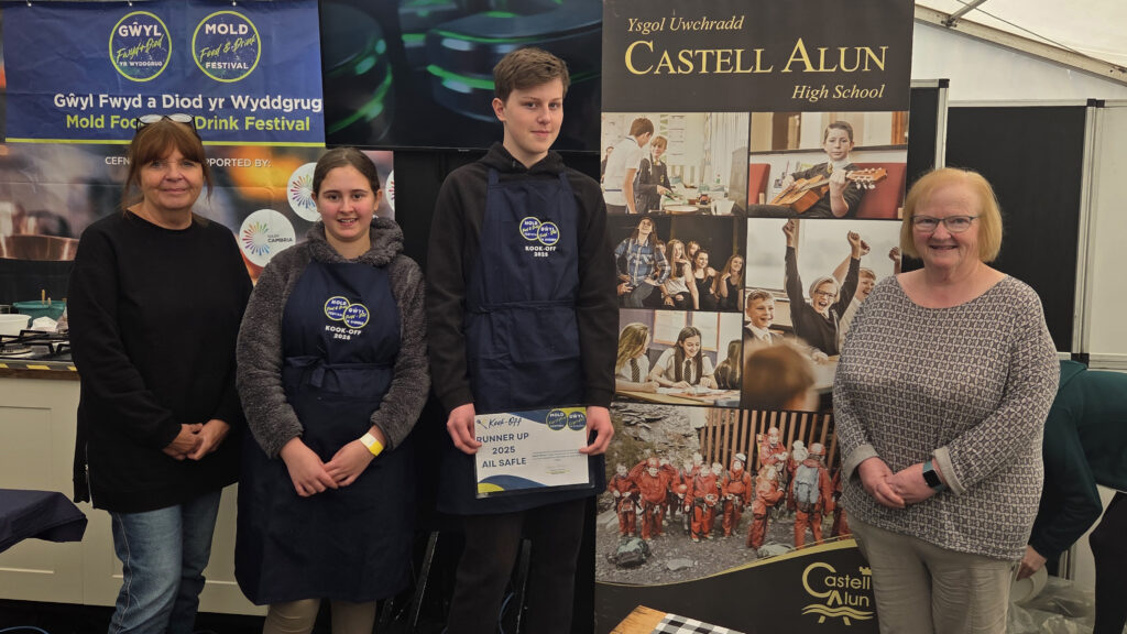 A photograph of Castell Alun students participating at the Mold Food and Drink Festival, circa September 2025
