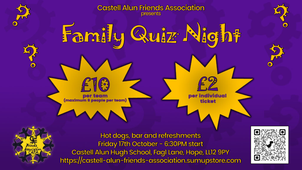 A promotional image for CAFA's Family Quiz Night event