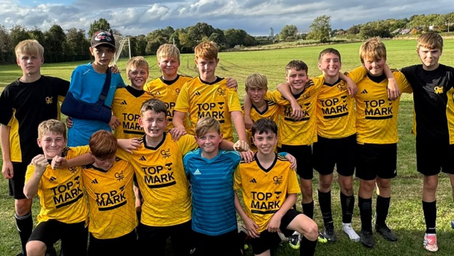 A photograph of the Year 8 boys football team who played in the first round of the Welsh cup, circa October 2025