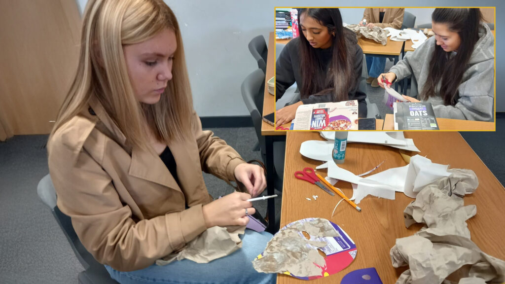 A photo montage of Year 13 A-Level Health, Social Care and Childcare students exploring creative play, circa October 2025
