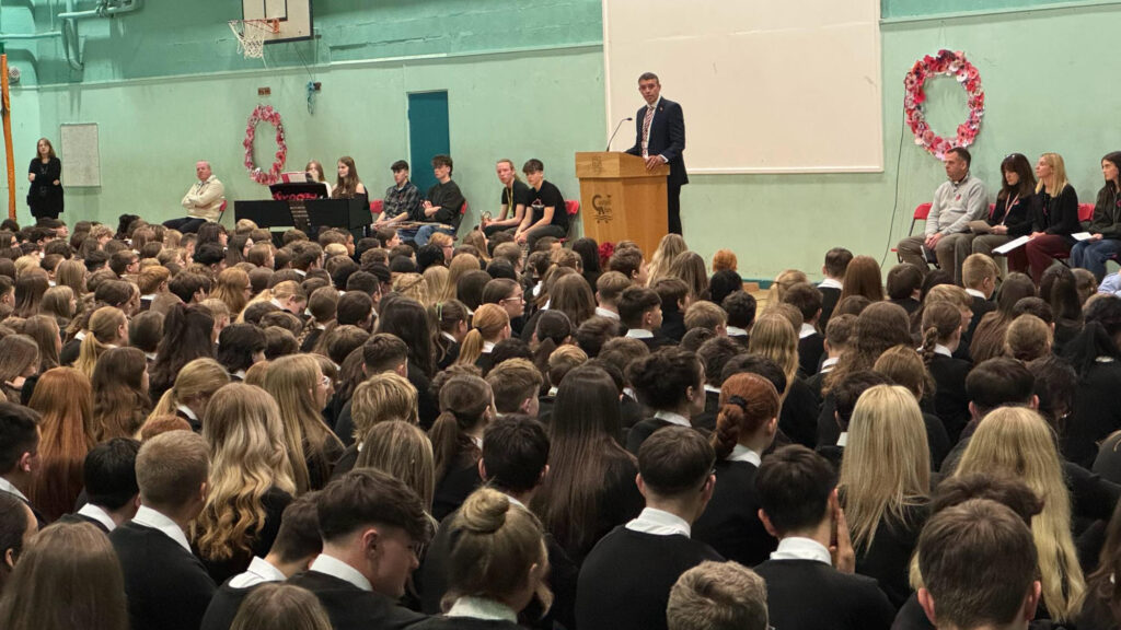 A photograph of our Remembrance Assembly, circa November 2025