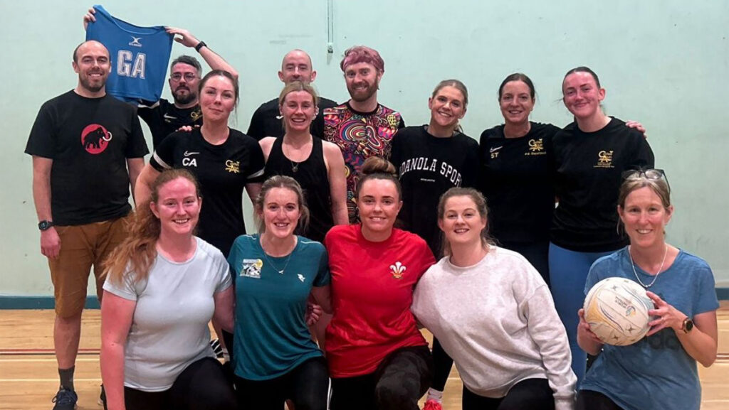 A photograph of the staff teams from the Children in Need netball match, circa November 2025