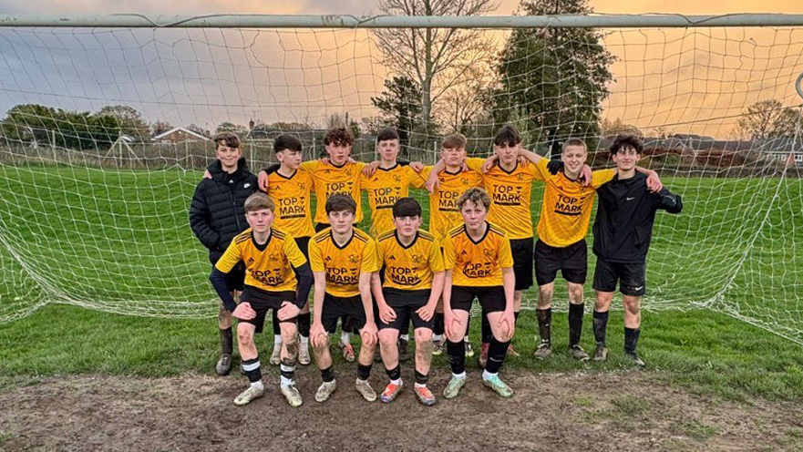 A photograph of the Year 10 football team after a win against Rhyl on penalties, circa November 2025