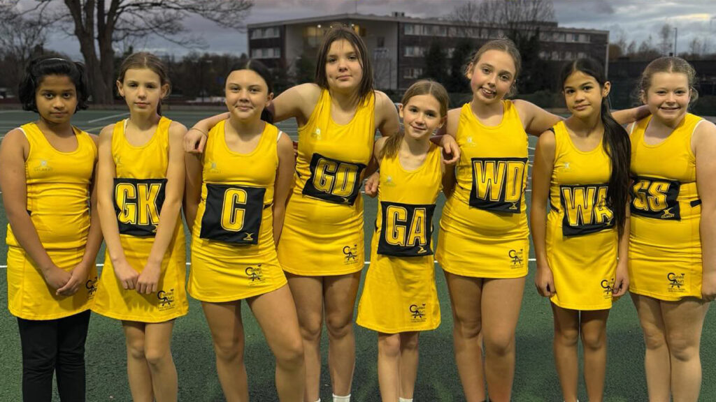 A photo of the Year 8/9 netball teams at the Queens School, Chester, circa November 2025