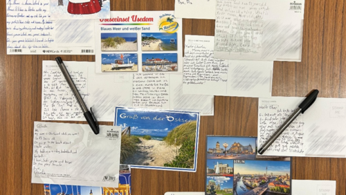 A collage of postcards sent to Berlin by MFL students, circa December 2025