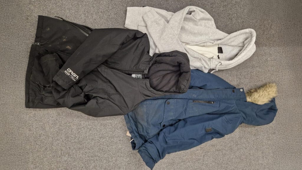 Additional unclaimed items displayed for parents and students as part of the lost property system, circa January 2026