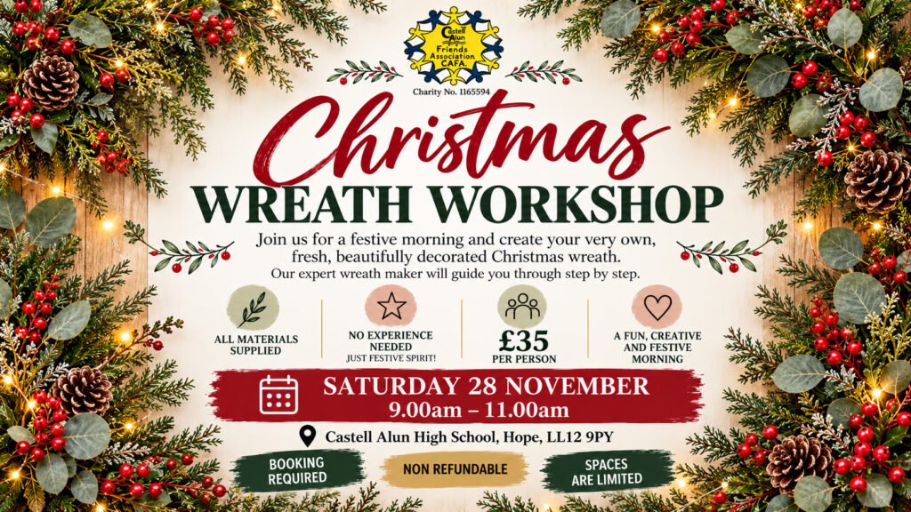 A promotional image for CAFA's Christmas Wreaths event